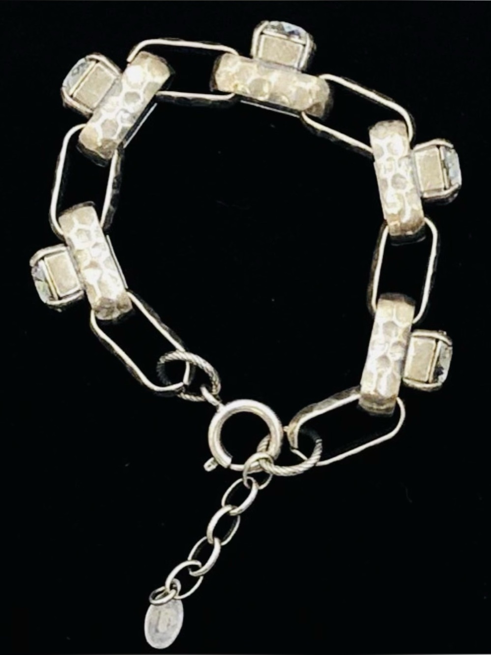 Catherine Popesco La Vie Parisienne Hammered Link Swarovski Crystal Bracelet
